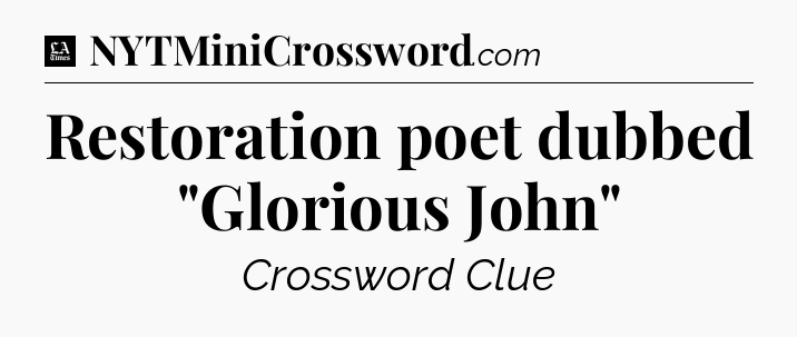 Restoration poet dubbed 