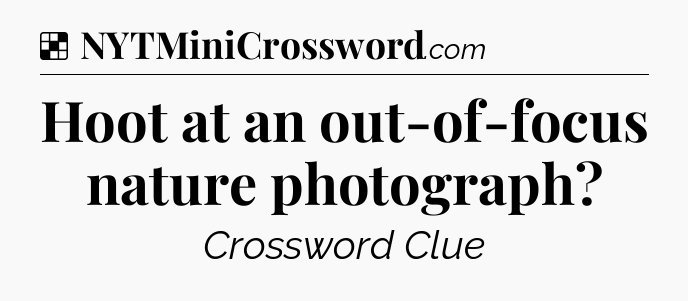Solution: Hoot at an out-of-focus nature photograph - NYT Crossword