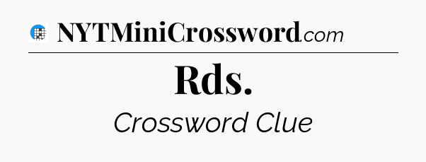 Rds Crossword Clue