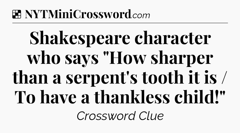 Solution: Shakespeare character who says 