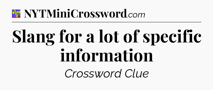 Slang for a lot of specific information Codycross
