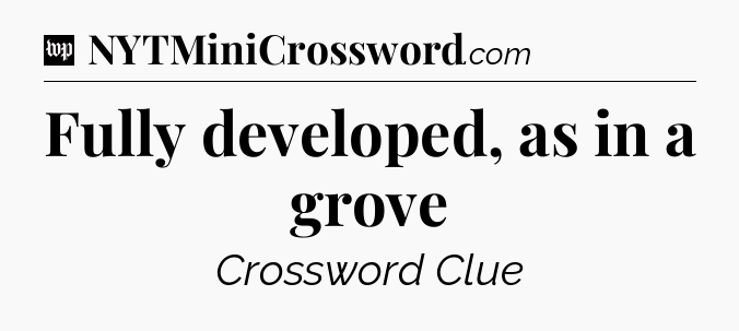 Fully developed, as in a grove Crossword Clue
