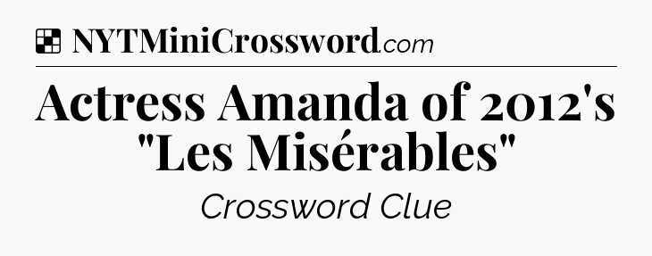 Solution: Actress Amanda of 2012's 