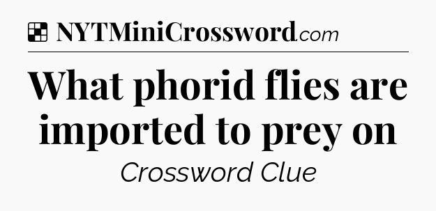 Solution: What phorid flies are imported to prey on - NYT Crossword