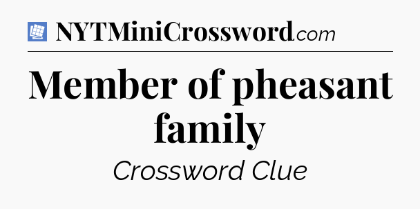 Member of pheasant family Puzzle Page Crossword Clue