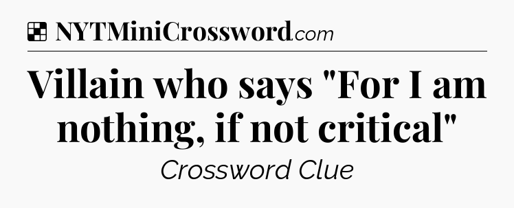 Solution: Villain who says 