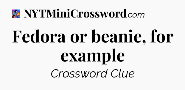 Fedora or beanie, for example Crossword Clue