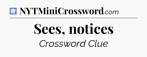 Sees, notices Puzzle Page Crossword Clue