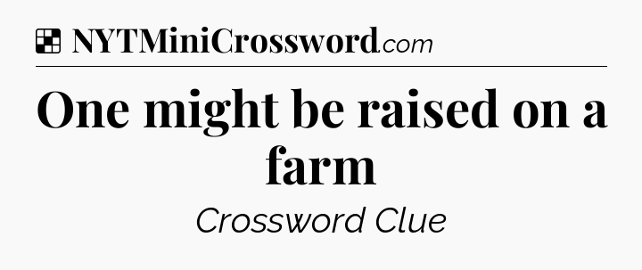Solution: One might be raised on a farm - NYT Crossword