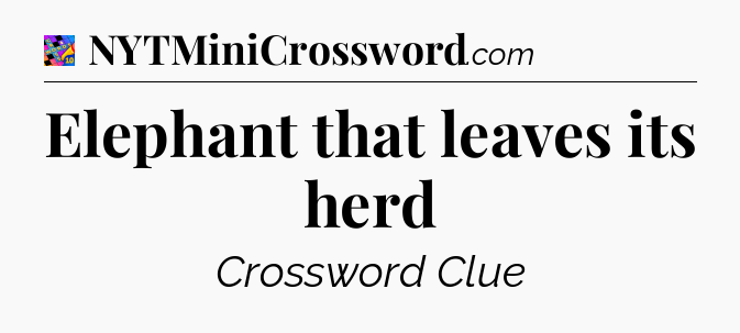 Elephant that leaves its herd Crossword Clue