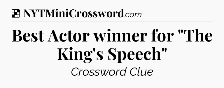 Solution: Best Actor winner for 