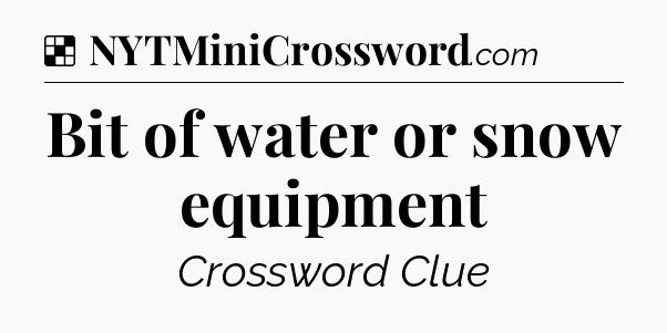 Solution: Bit of water or snow equipment - NYT Crossword
