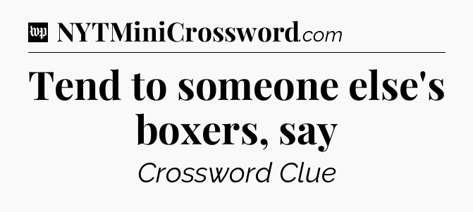 Tend to someone else's boxers, say Crossword Clue