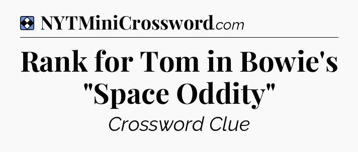 Solution: Rank for Tom in Bowie's 