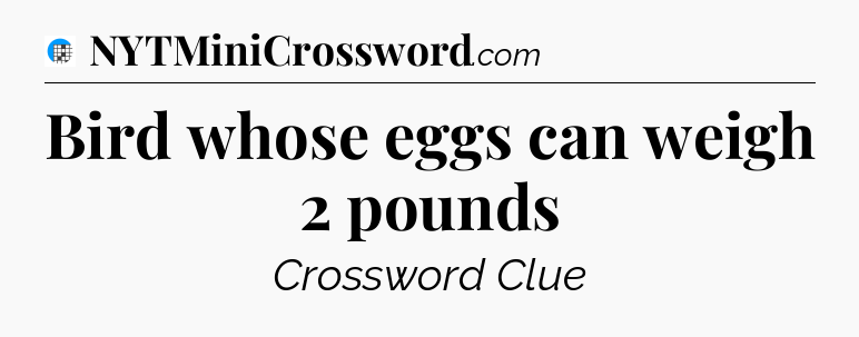 Bird whose eggs can weigh 2 pounds Crossword Clue