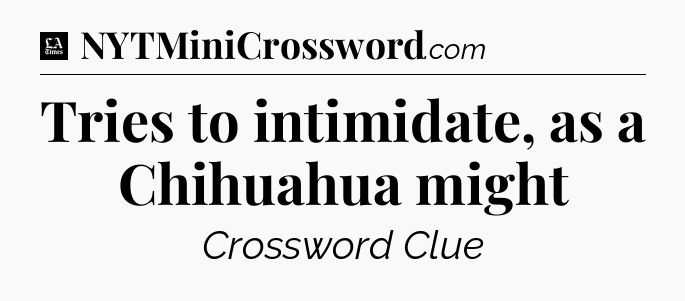 Tries to intimidate, as a Chihuahua might - LA Times Crossword