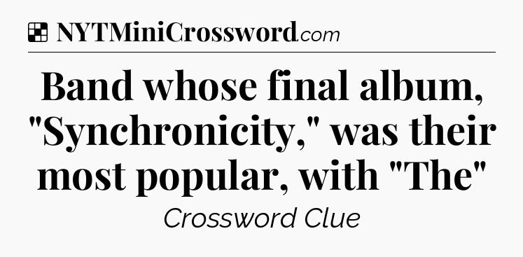 Solution: Band whose final album, 