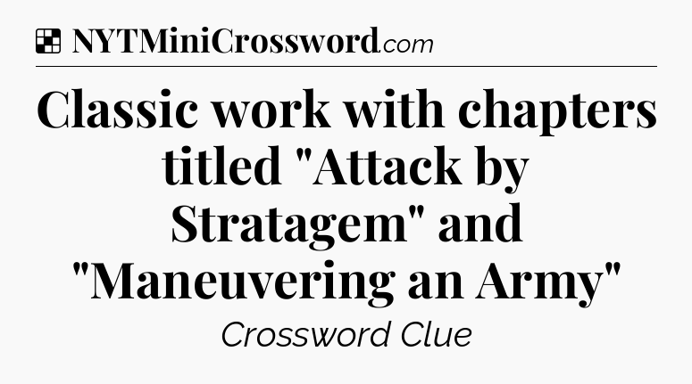 Solution: Classic work with chapters titled 