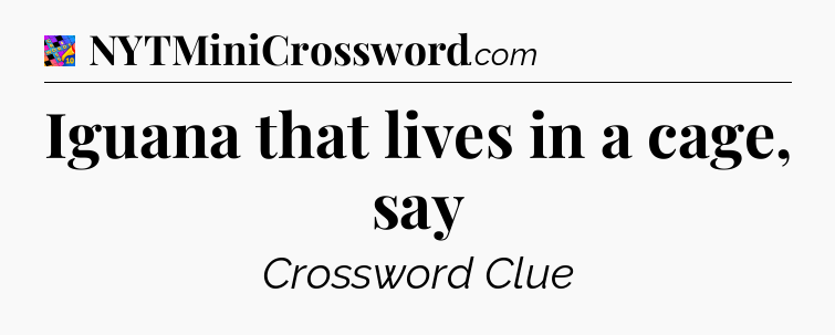 Iguana that lives in a cage, say Crossword Clue