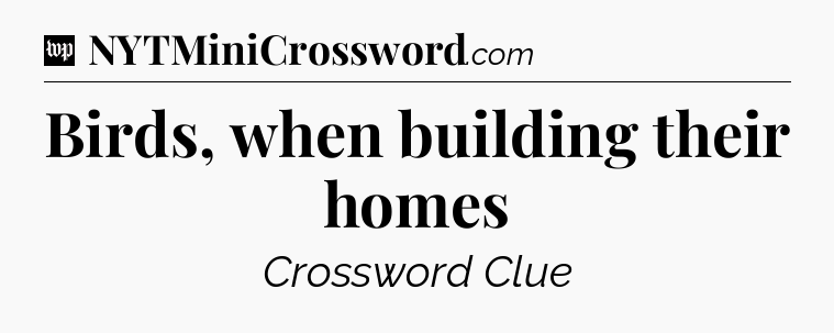 Birds, when building their homes Crossword Clue