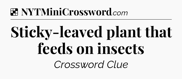 Solution: Sticky-leaved plant that feeds on insects - NYT Crossword