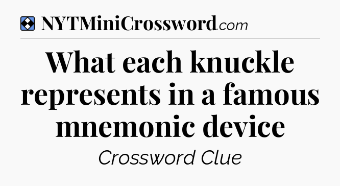 Solution: What each knuckle represents in a famous mnemonic device - NYT Mini Crossword