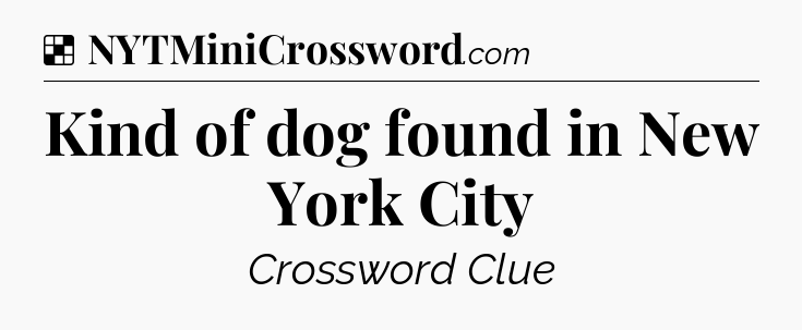 Solution: Kind of dog found in New York City - NYT Crossword