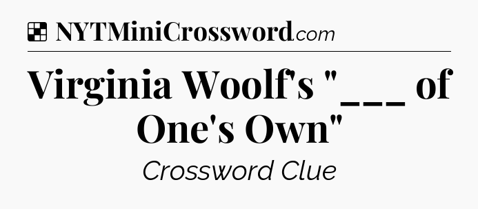 Solution: Virginia Woolf's 