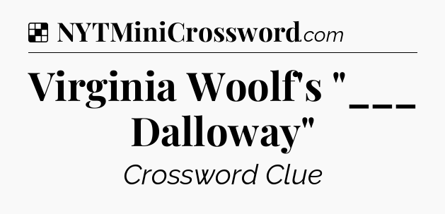 Solution: Virginia Woolf's 