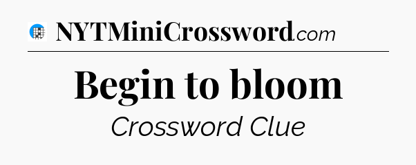 Begin to bloom Crossword Clue
