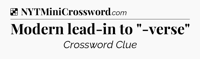 Solution: Modern lead-in to 