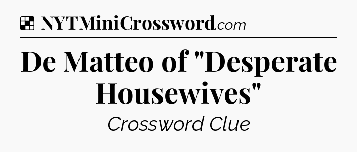 Solution: De Matteo of 