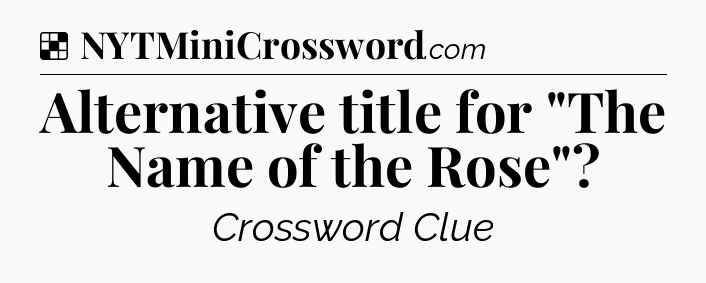 Solution: Alternative title for 