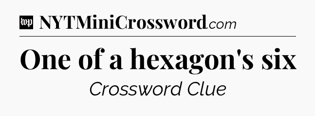 One of a hexagon's six Crossword Clue