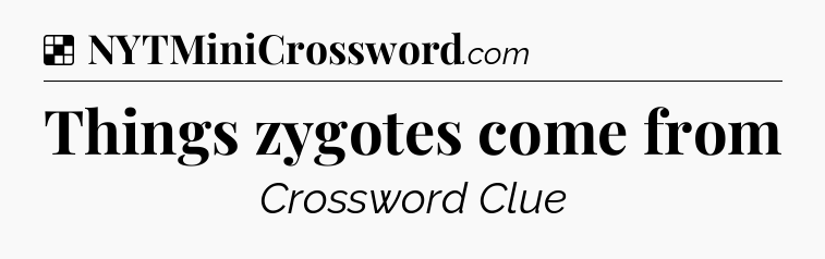 Solution: Things zygotes come from - NYT Crossword