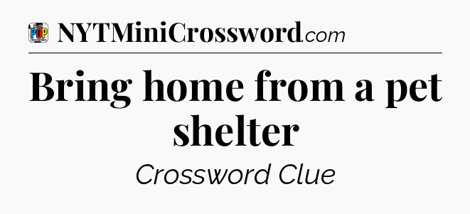 Bring home from a pet shelter Crossword Clue