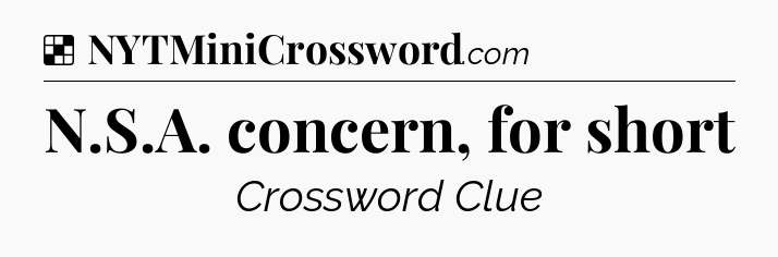 Solution: N.S.A. concern, for short - NYT Crossword