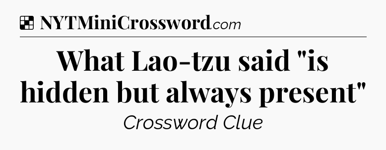 Solution: What Lao-tzu said 