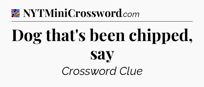 Dog that's been chipped, say Crossword Clue