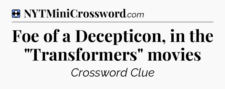 Solution: Foe of a Decepticon, in the 