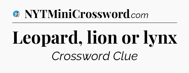 Leopard, lion or lynx Crossword Clue
