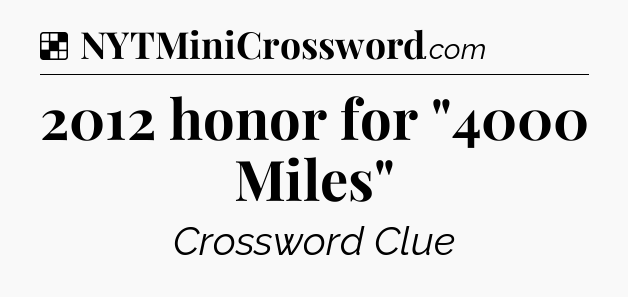 Solution: 2012 honor for 