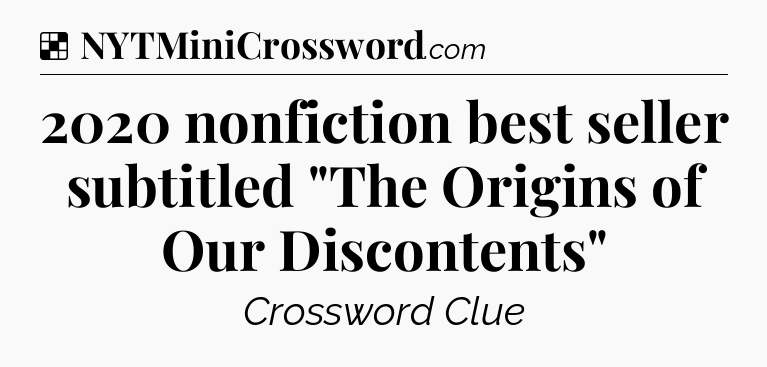Solution: 2020 nonfiction best seller subtitled 