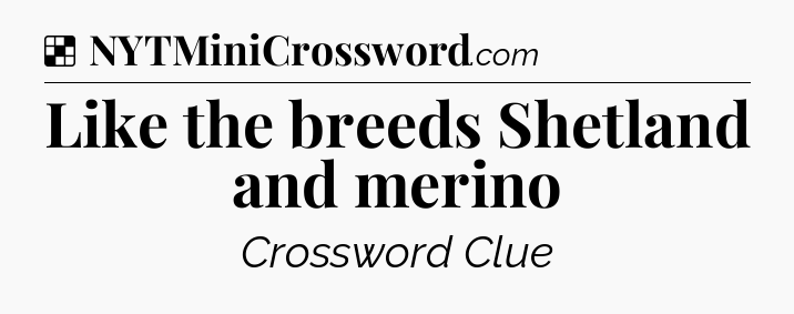 Solution: Like the breeds Shetland and merino - NYT Crossword