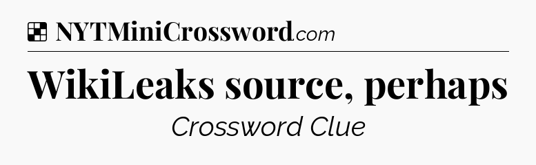 Solution: WikiLeaks source, perhaps - NYT Crossword