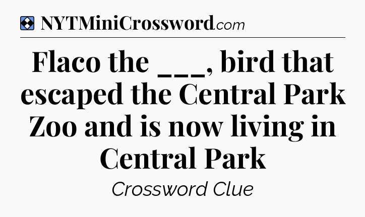 Solution: Flaco the ___, bird that escaped the Central Park Zoo and is now living in Central Park - NYT Mini Crossword