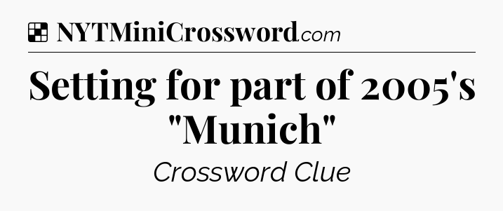 Solution: Setting for part of 2005's 