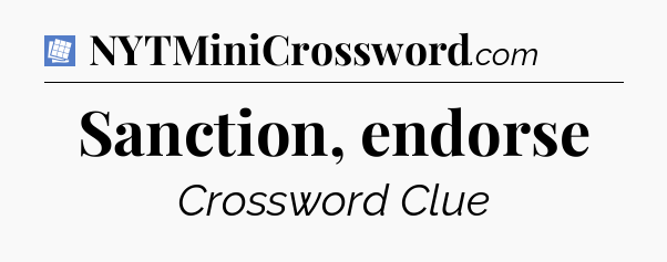 Sanction, endorse Puzzle Page Crossword Clue
