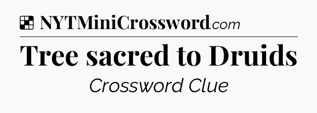 Solution: Tree sacred to Druids - NYT Crossword