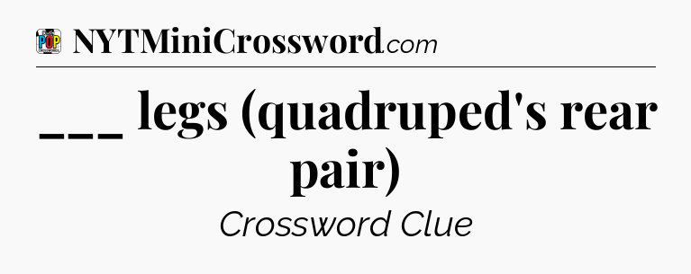 ___ legs (quadruped's rear pair) Crossword Clue